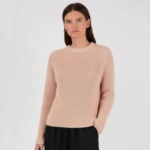 Sunspel Women’s Cotton Boxy Crew Neck Sweater In Shell Pink Size L
